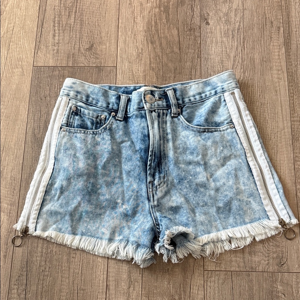 Denim Frayed Hem Women Shorts